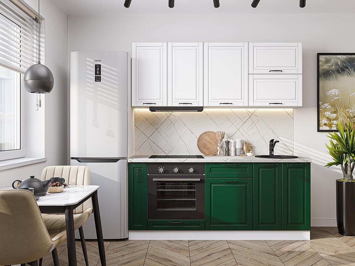 Кухня Дублин-01 Special White-Special Green, Белый