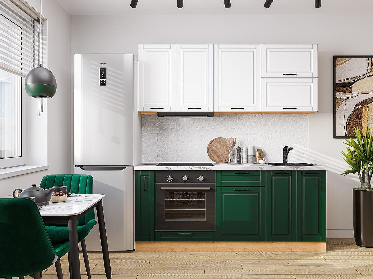 Кухня Дублин-01 Special White-Special Green, Дуб Вотан