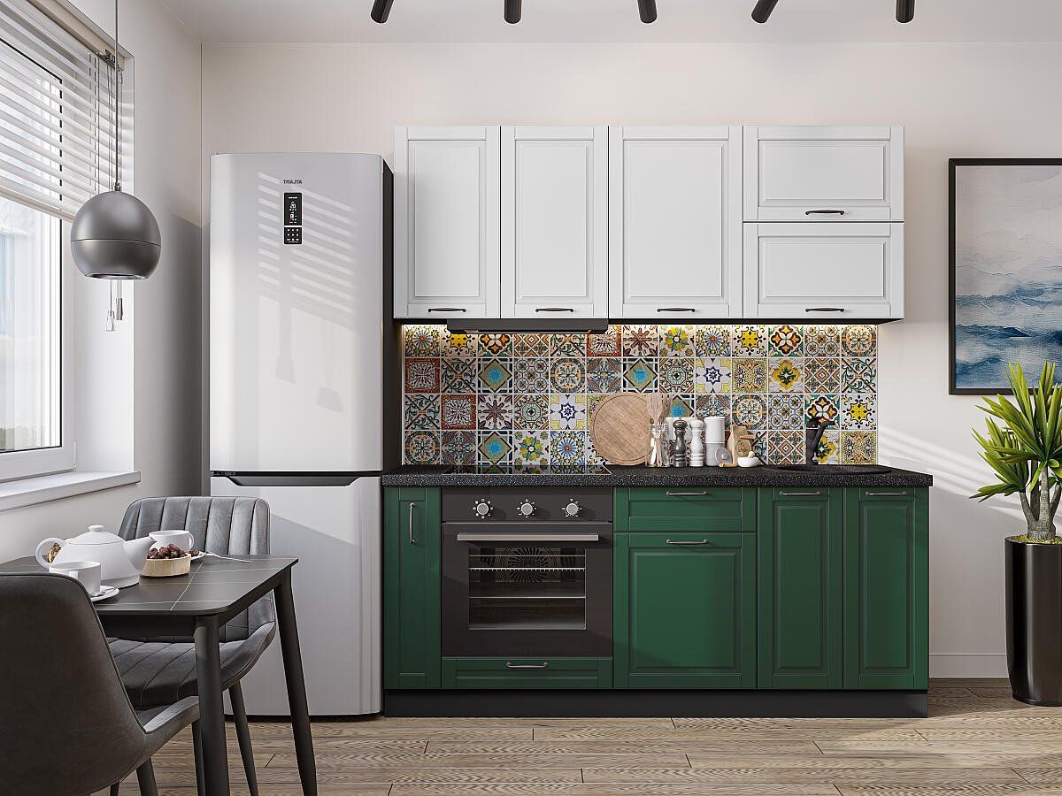 Кухня Дублин-01 Special White-Special Green, Graphite