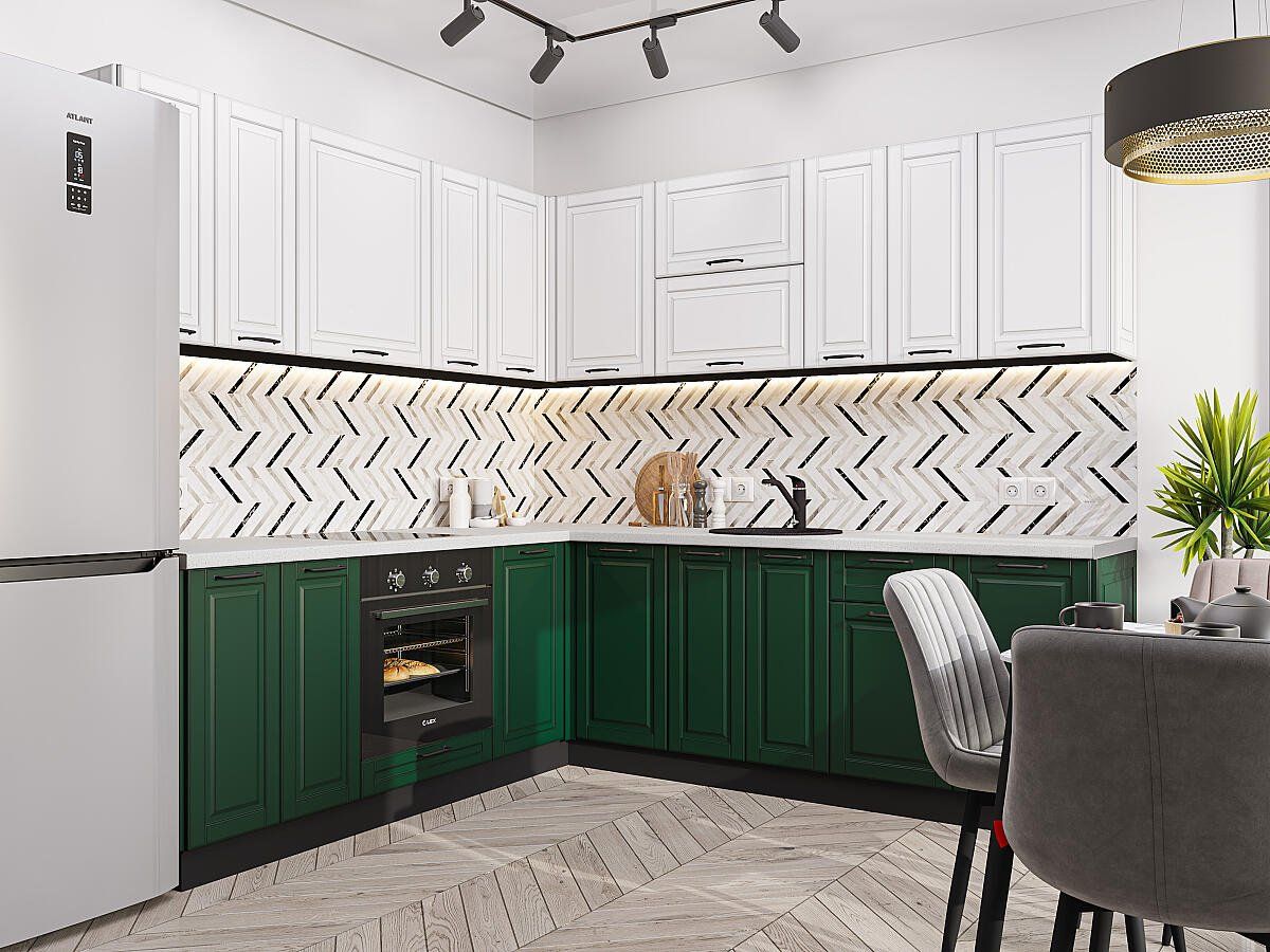 Кухня Дублин-02 Special White-Special Green, Graphite