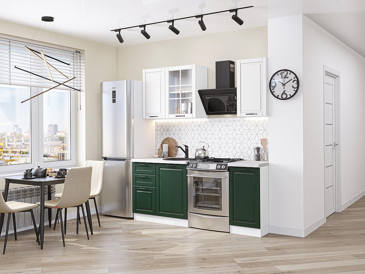 Кухня Дублин-04 Special White-Special Green, Белый