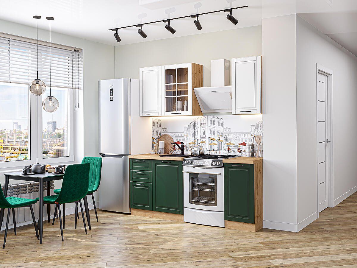 Кухня Дублин-04 Special White-Special Green, Дуб Вотан