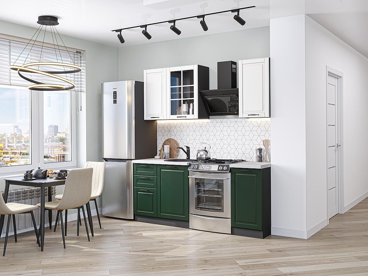 Кухня Дублин-04 Special White-Special Green, Graphite
