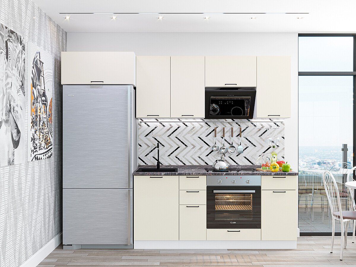 Кухня Флэт-01 Cashmere In 2S, Белый