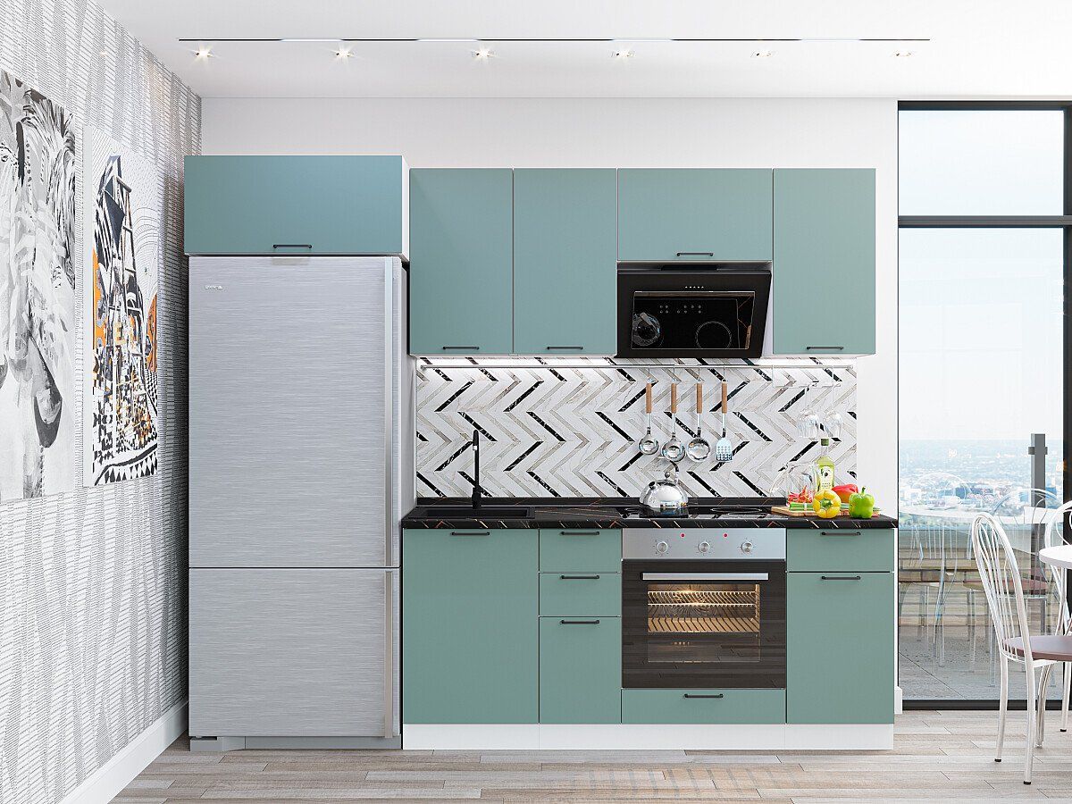 Кухня Флэт-01 Grey-green In 2S, Белый