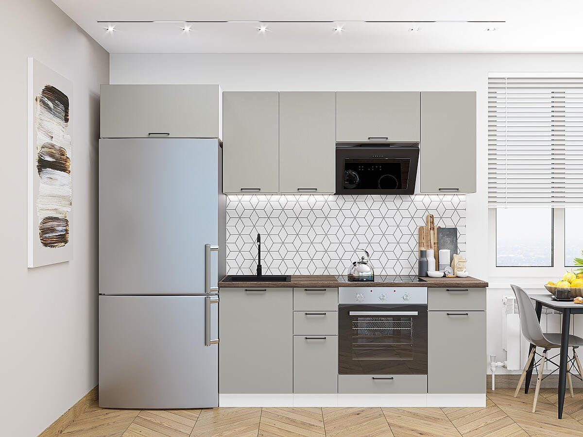 Кухня Флэт-01 Light Grey In 2S, Белый