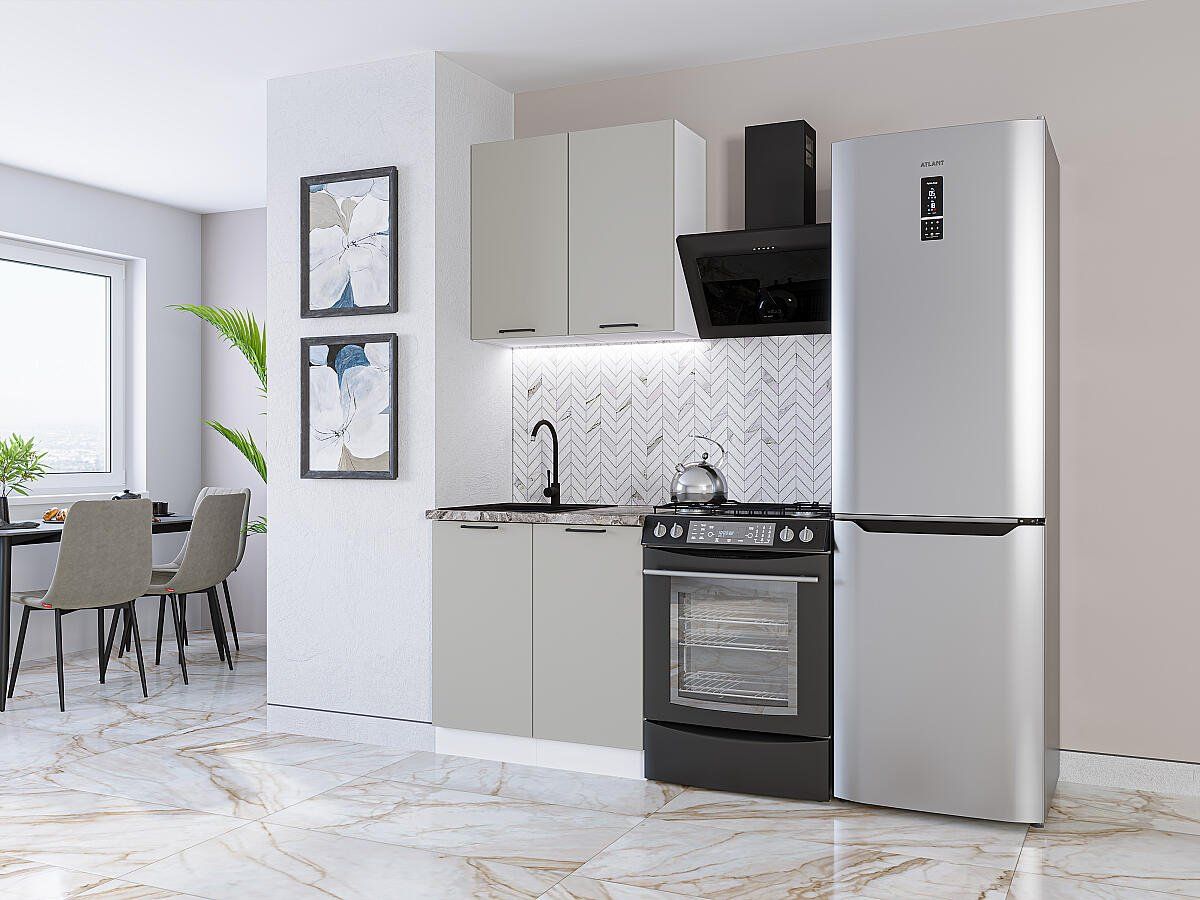 Кухня Флэт-03 Light Grey In 2S, Белый