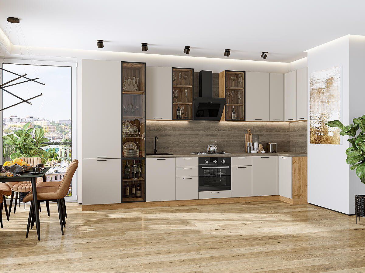 Кухня Флэт-05 Cashmere In 2S, Дуб Вотан