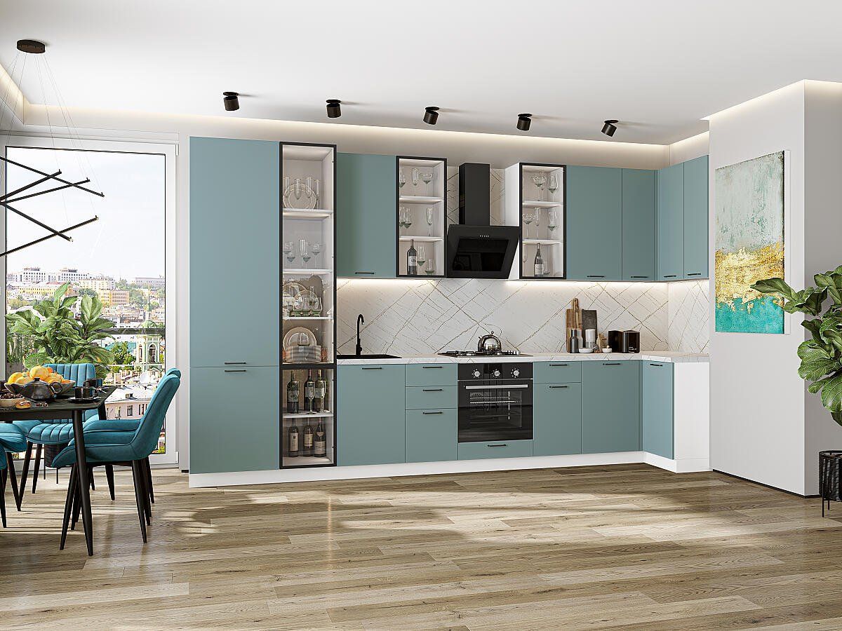 Кухня Флэт-05 Grey-green In 2S, Белый