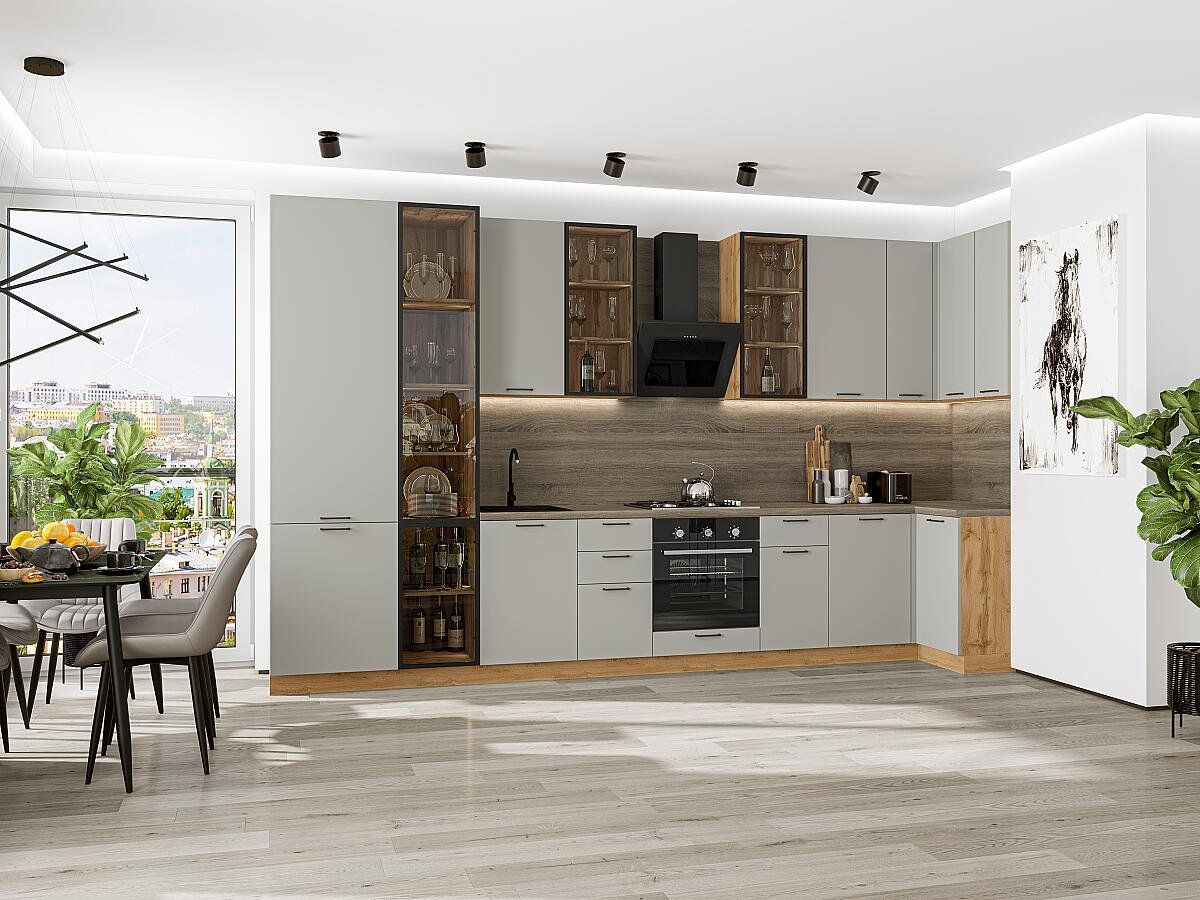 Кухня Флэт-05 Light Grey In 2S, Дуб Вотан