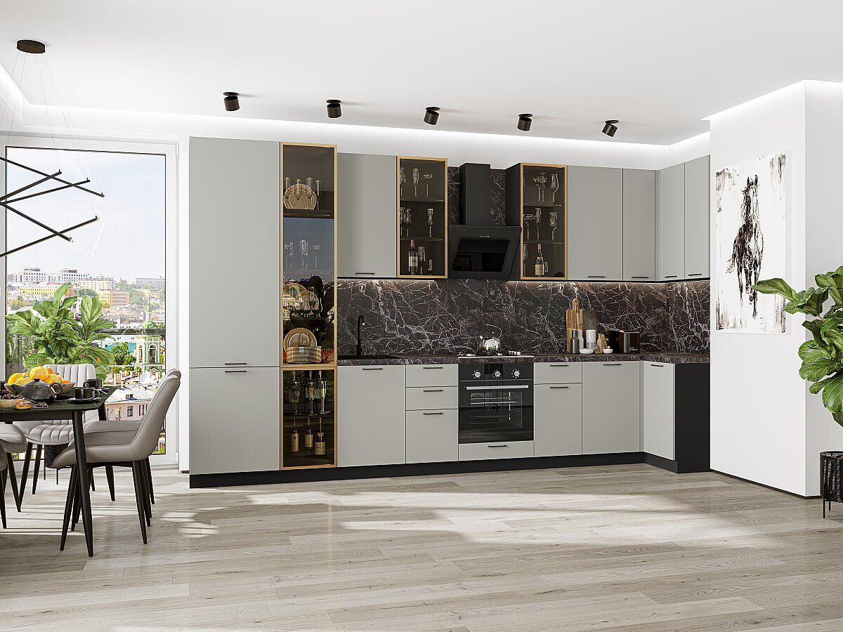 Кухня Флэт-05 Light Grey In 2S, Graphite