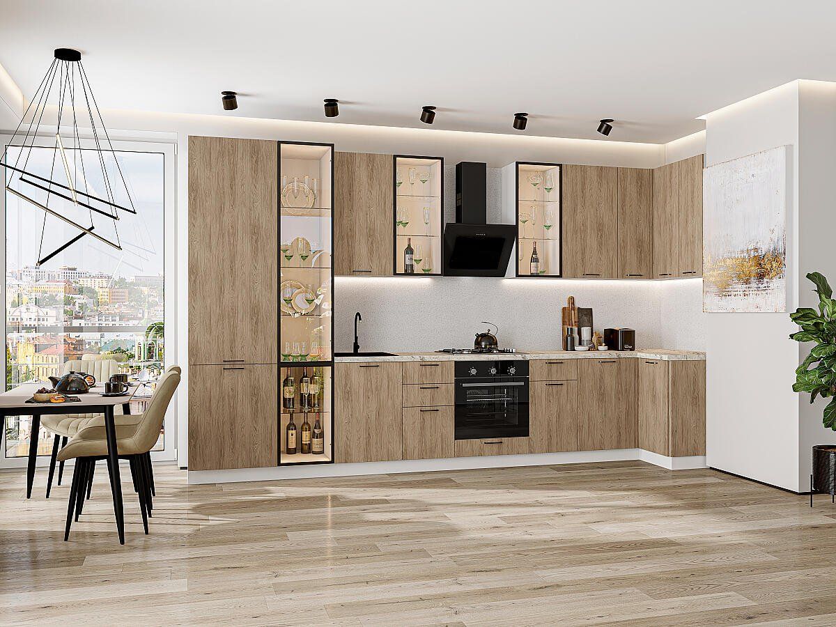 Кухня Флэт-05 Natural Casella Oak 2S, Белый