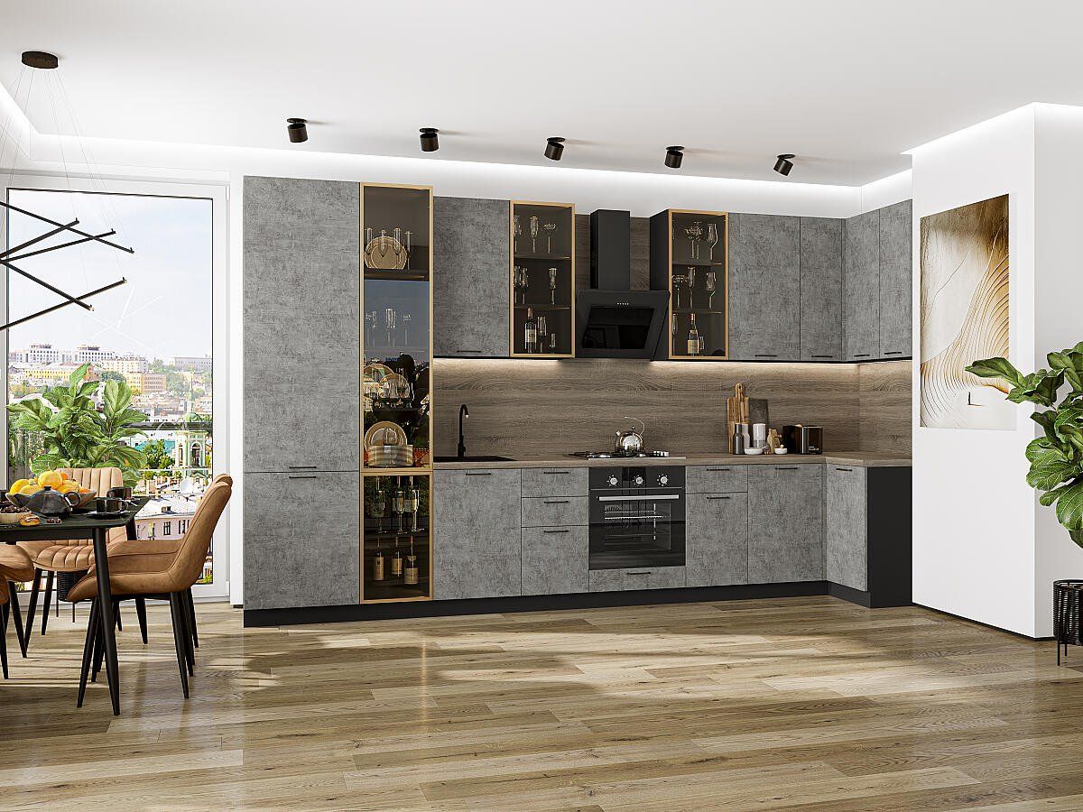 Кухня Флэт-05 Temple Stone 2S, Graphite