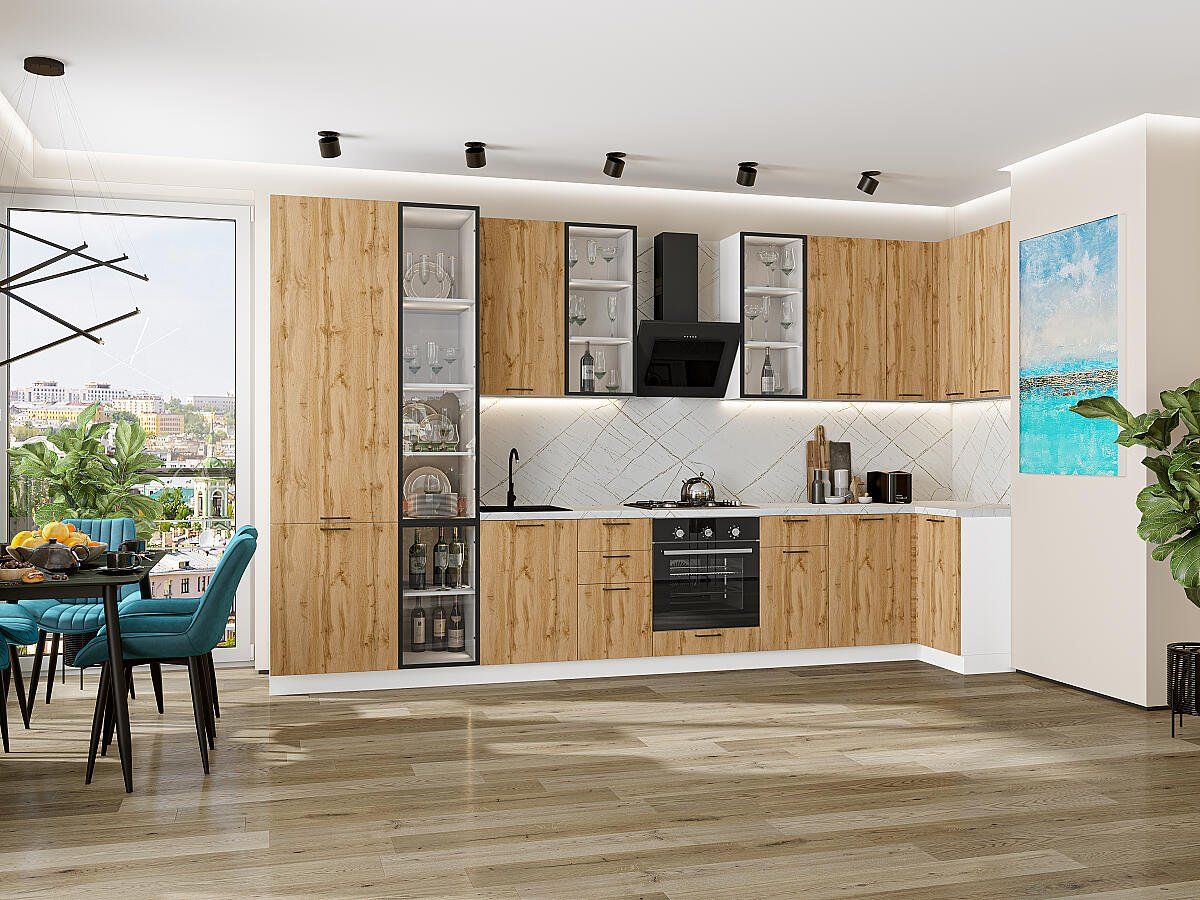 Кухня Флэт-05 Wotan Oak 2S, Белый