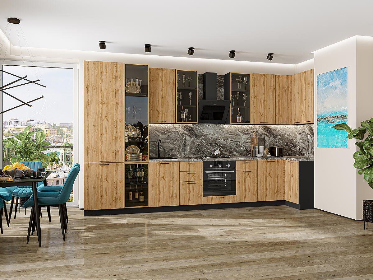 Кухня Флэт-05 Wotan Oak 2S, Graphite