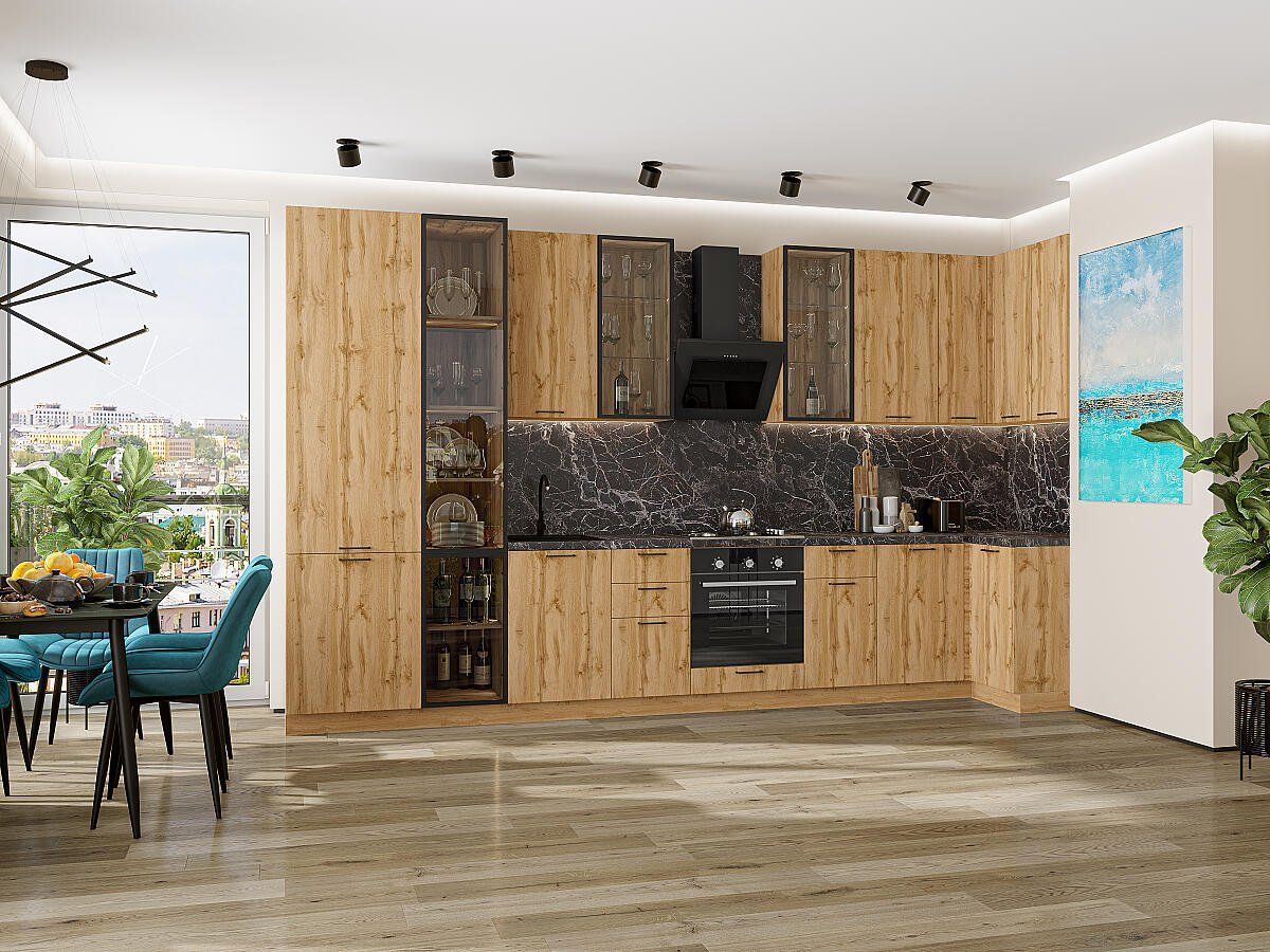 Кухня | Флэт-05 Wotan Oak 2S | Каркас Дуб Вотан