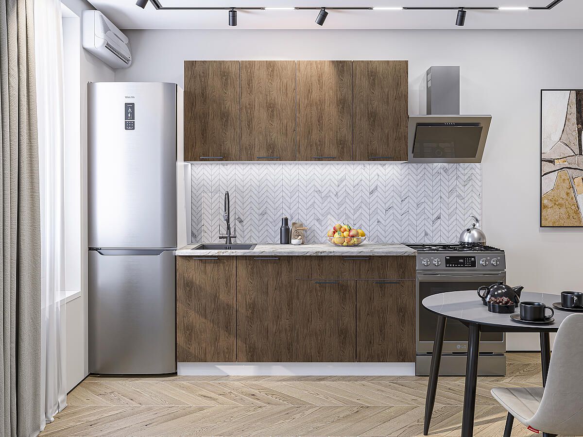 Кухня Флэт-08 Brown Casella Oak 2S, Белый