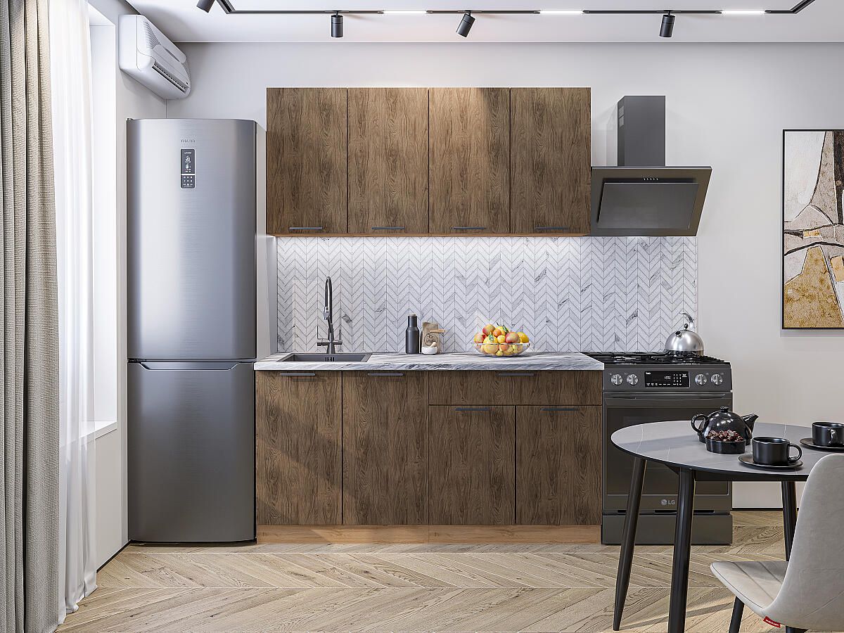 Кухня Флэт-08 Brown Casella Oak 2S, Дуб Вотан