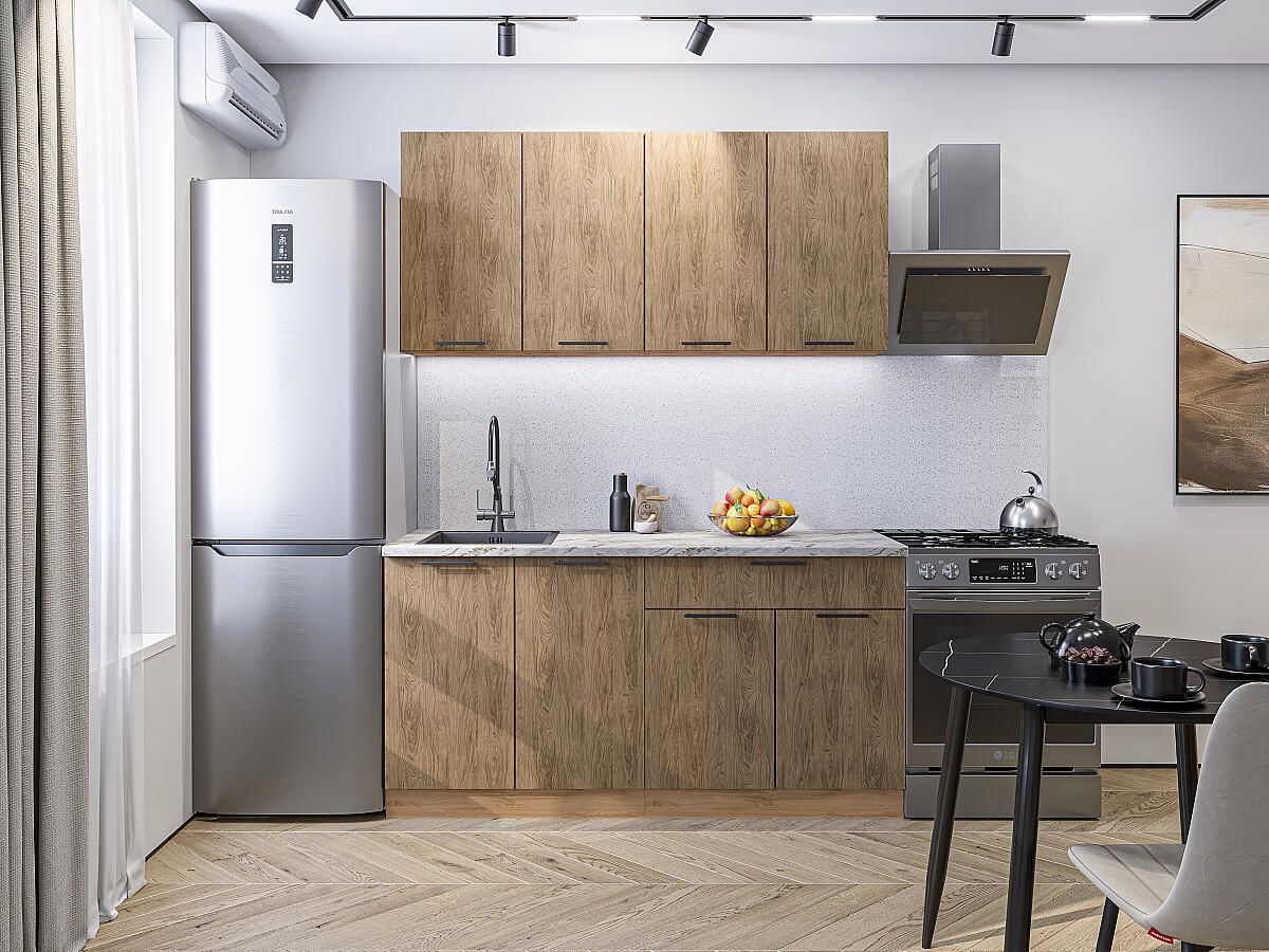 Кухня Флэт-08 Natural Casella Oak 2S, Дуб Вотан