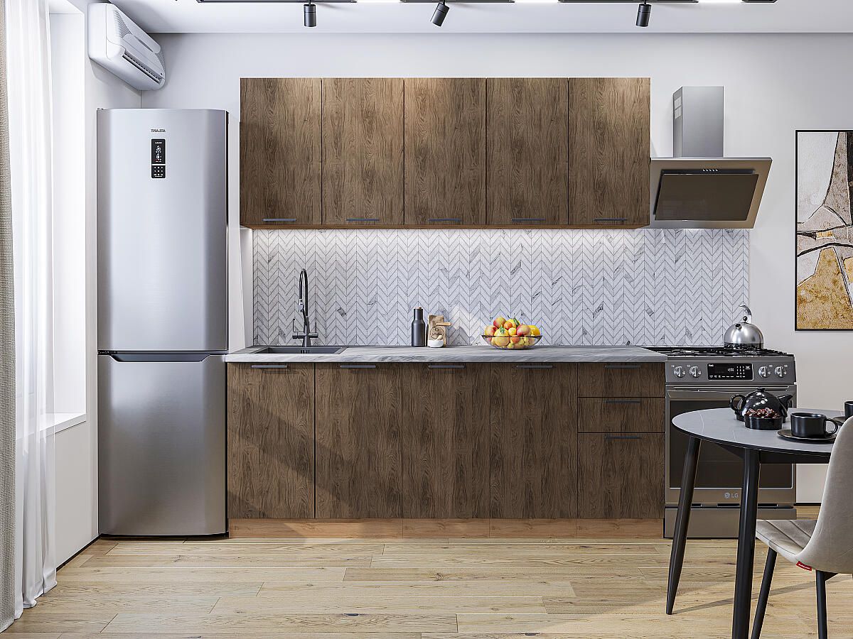 Кухня Флэт-09 Brown Casella Oak 2S, Дуб Вотан