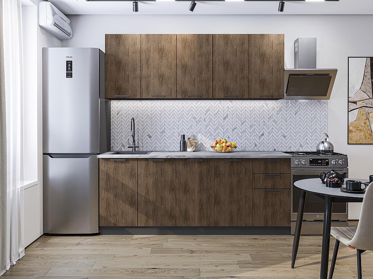 Кухня Флэт-09 Brown Casella Oak 2S, Graphite