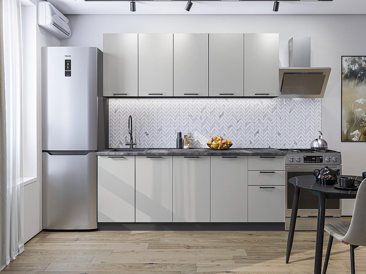 Кухня Флэт-09 Light Grey In 2S, Graphite