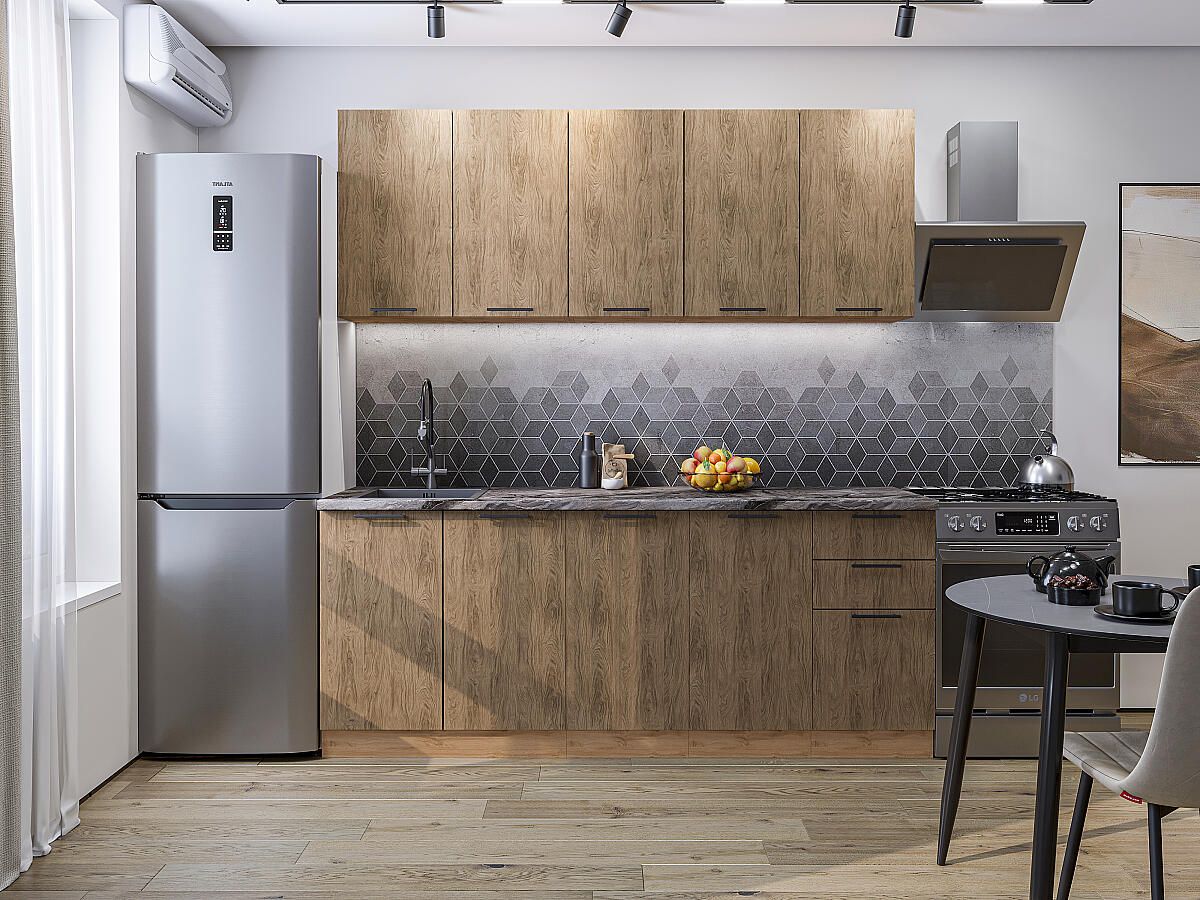Кухня Флэт-09 Natural Casella Oak 2S, Дуб Вотан