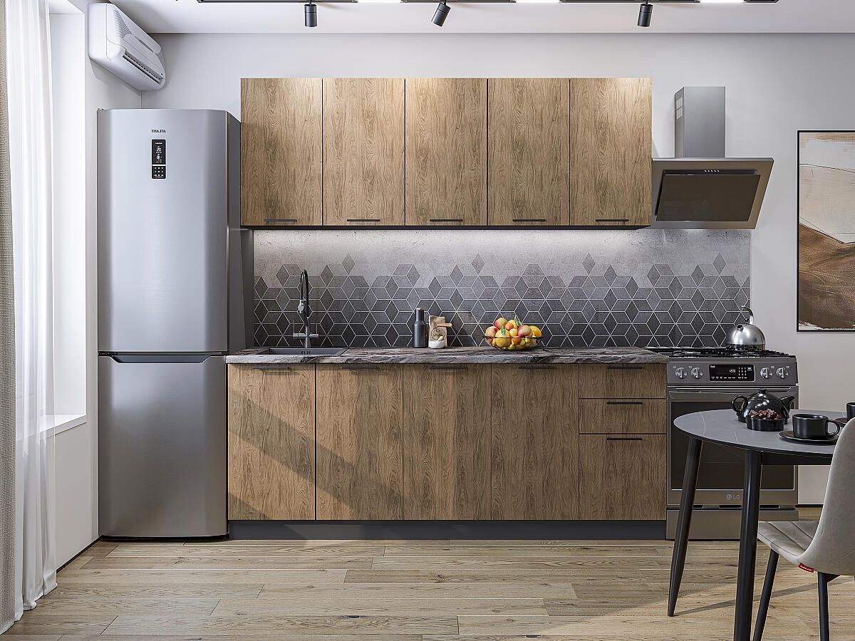 Кухня Флэт-09 Natural Casella Oak 2S, Graphite