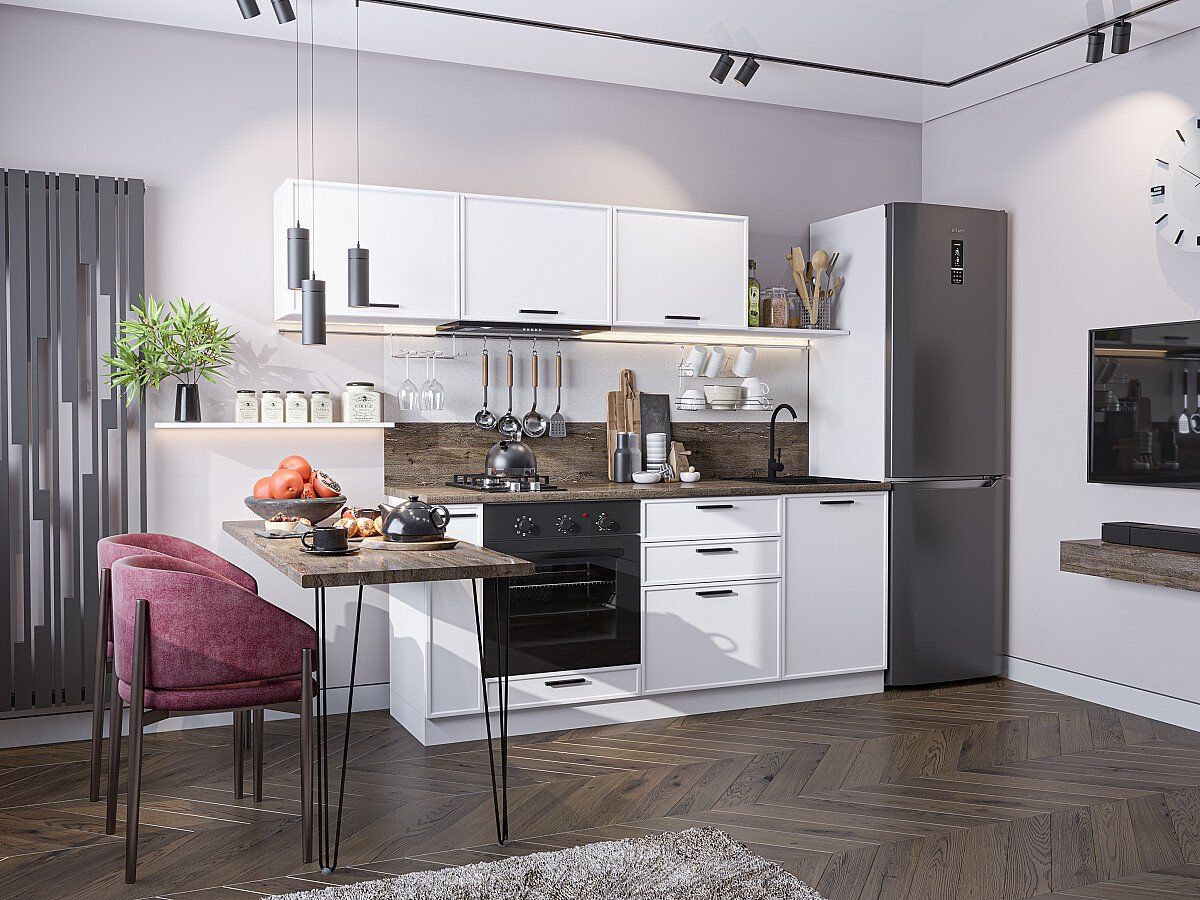 Кухня Фрейм-01 White Silk, Белый