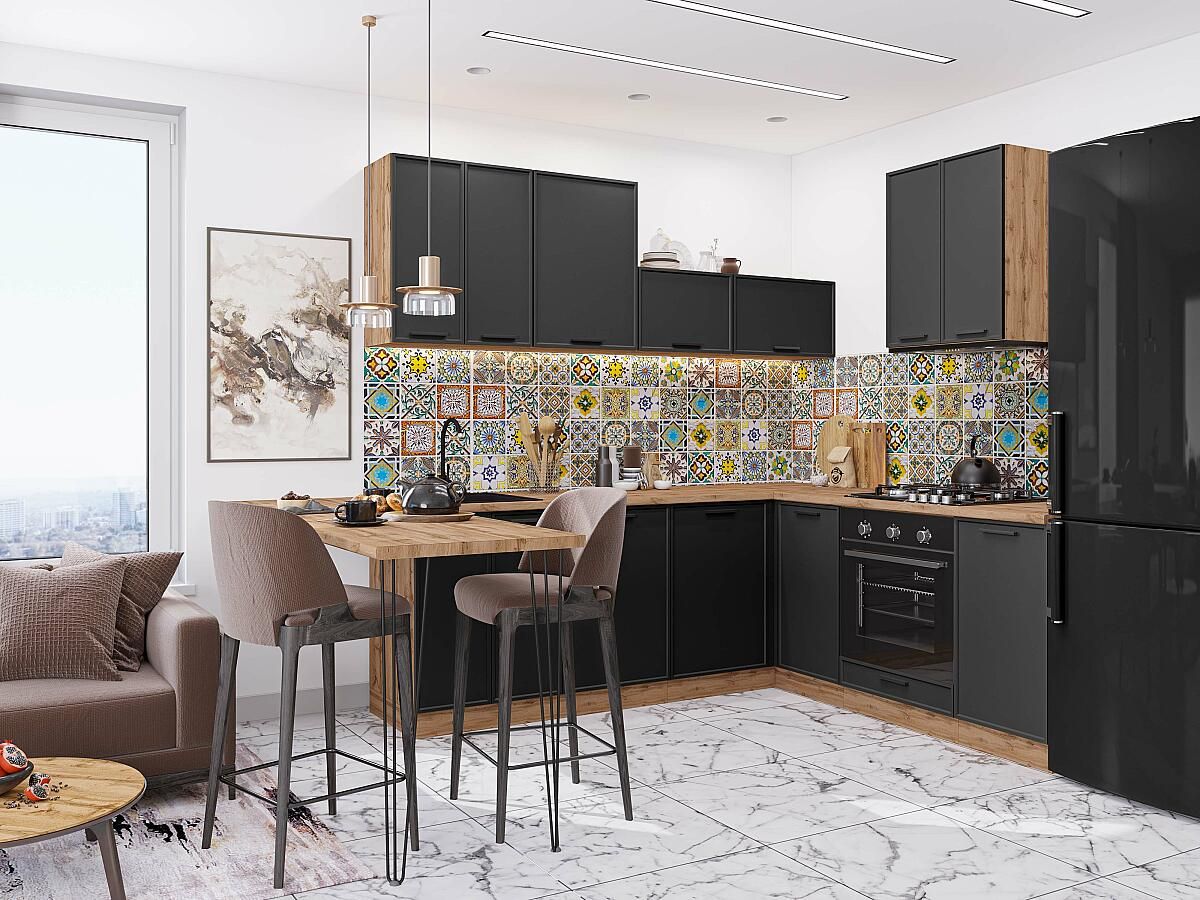 Кухня Фрейм-03 Stormy Silk, Дуб Вотан