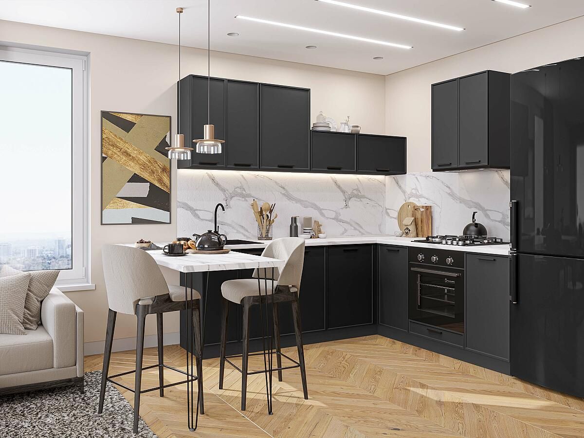 Кухня Фрейм-03 Stormy Silk, Graphite