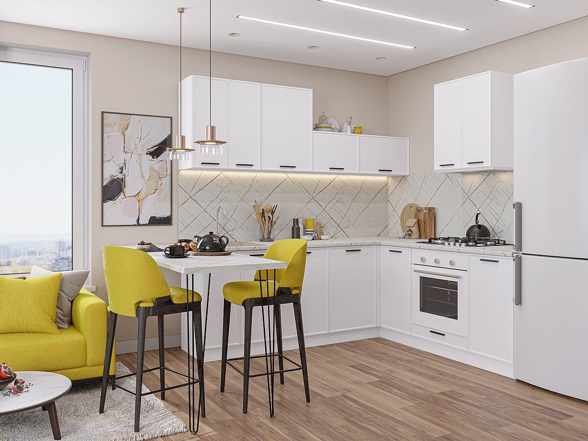 Кухня Фрейм-03 White Silk, Белый