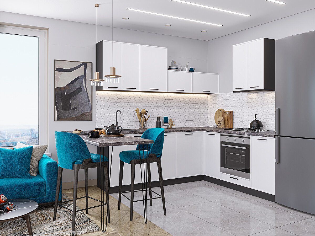 Кухня Фрейм-03 White Silk, Graphite