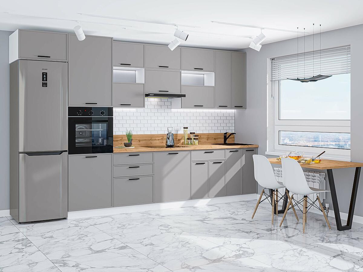 Кухня Фрейм-04 Grey Silk, Белый