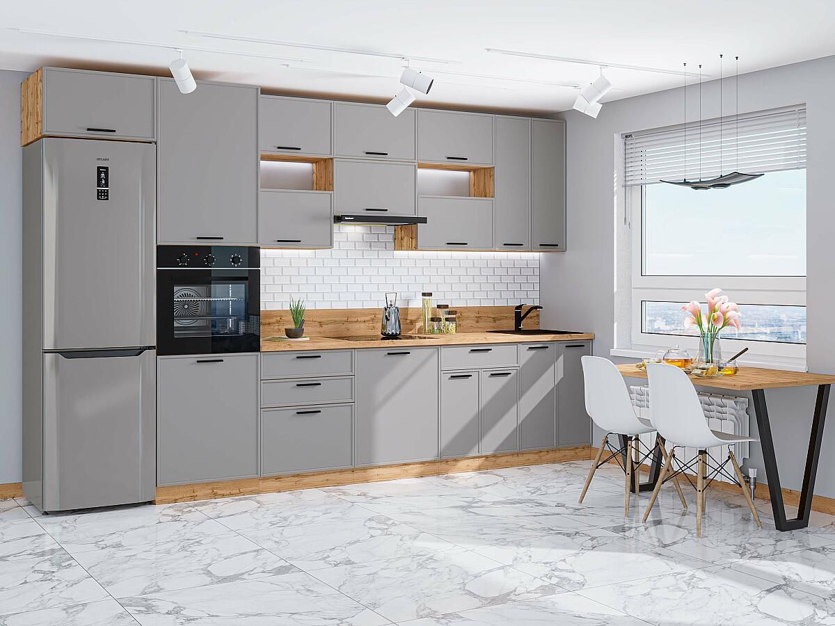 Кухня Фрейм-04 Grey Silk, Дуб Вотан