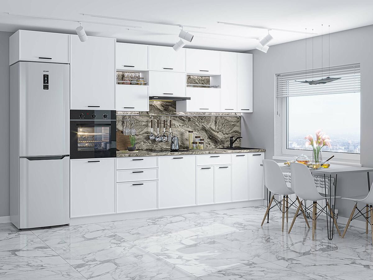 Кухня Фрейм-04 White Silk, Белый