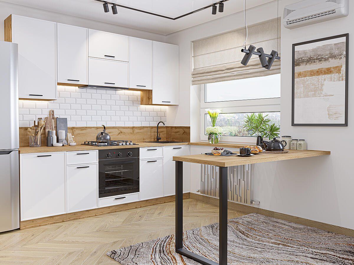 Кухня Фрейм-05 White Silk, Дуб Вотан