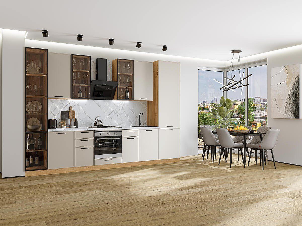 Кухня Фрейм-06 Cream Silk, Дуб Вотан