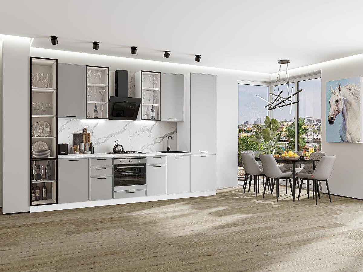 Кухня Фрейм-06 Grey Silk, Белый