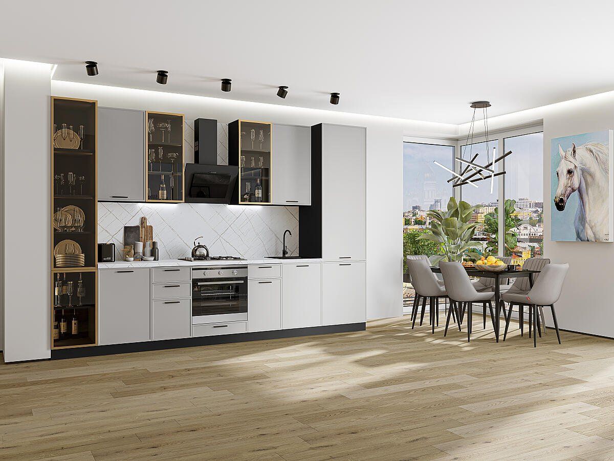 Кухня Фрейм-06 Grey Silk, Graphite