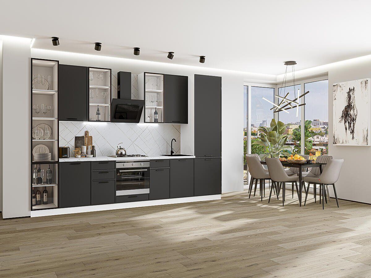 Кухня Фрейм-06 Stormy Silk, Белый