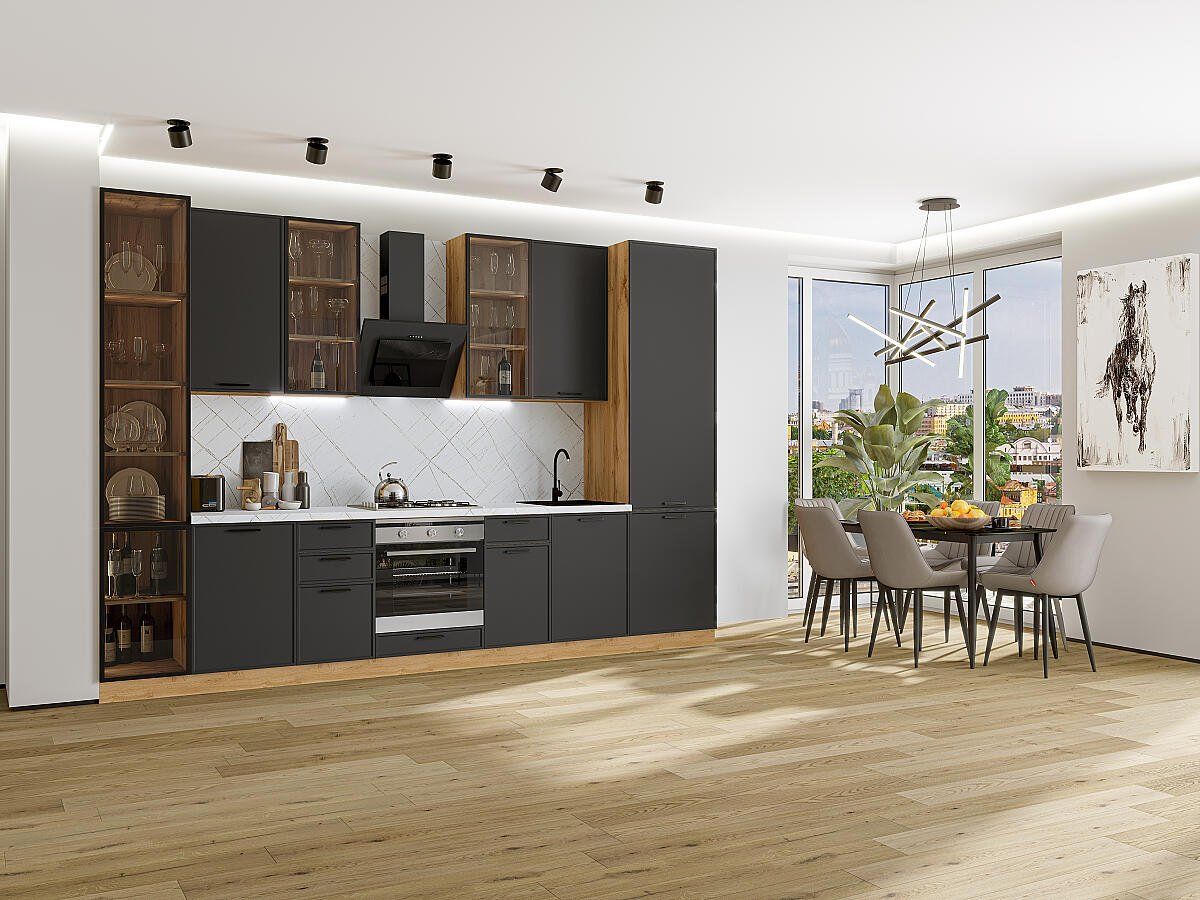 Кухня Фрейм-06 Stormy Silk, Дуб Вотан