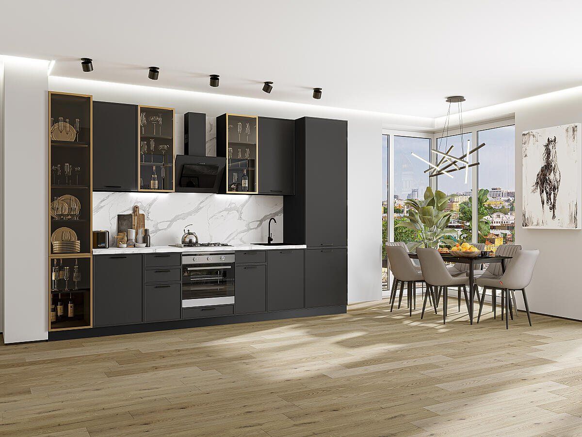 Кухня Фрейм-06 Stormy Silk, Graphite