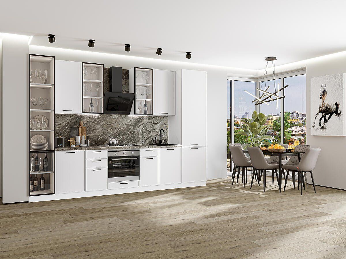 Кухня Фрейм-06 White Silk, Белый