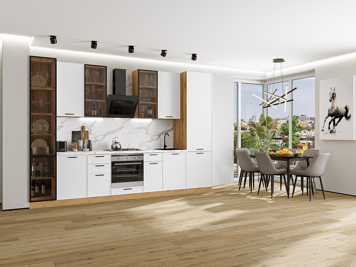 Кухня Фрейм-06 White Silk, Дуб Вотан