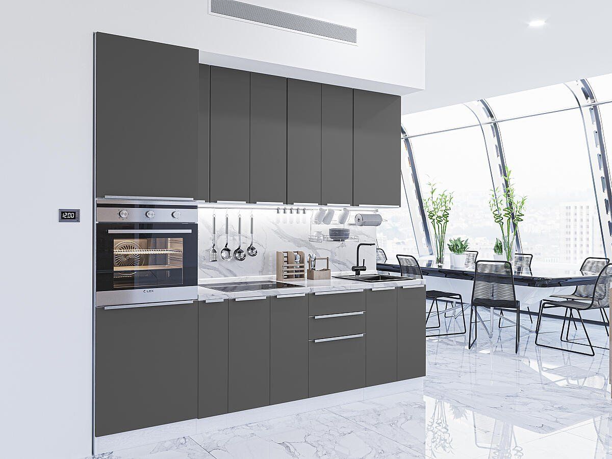 Кухня Фьюжн-03 Stormy Silk, Белый