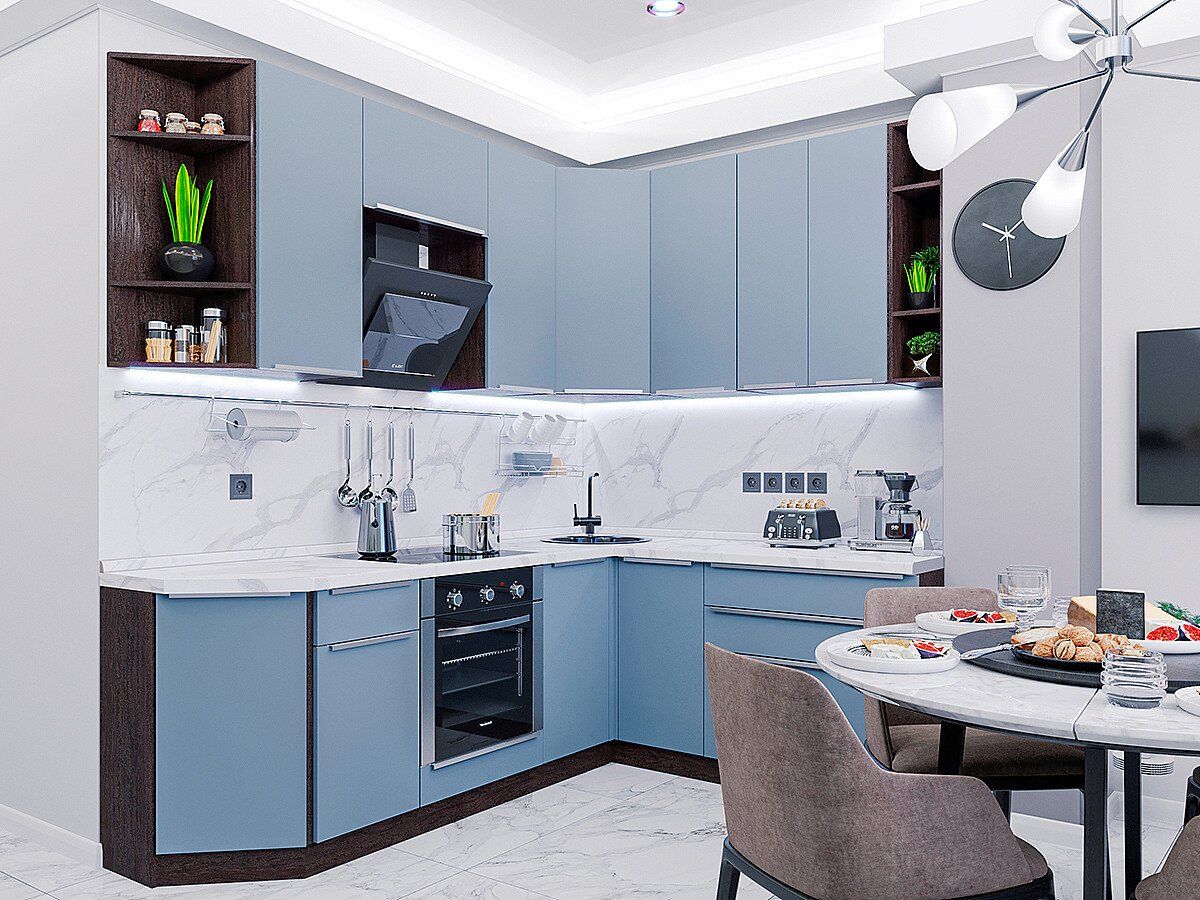 Кухня Фьюжн-04 Silky Blue, Graphite