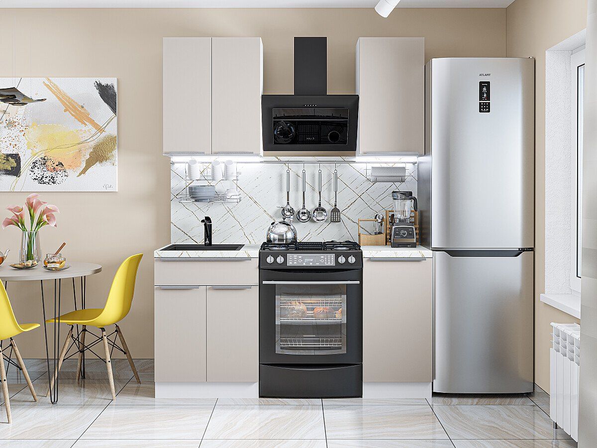 Кухня Фьюжн-05 Silky Light Grey, Белый