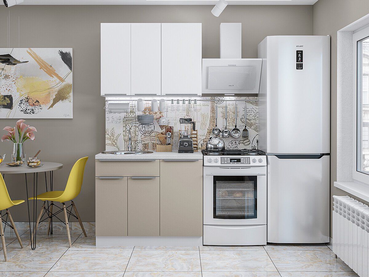 Кухня Фьюжн-05 Silky White-Silky Grey, Белый