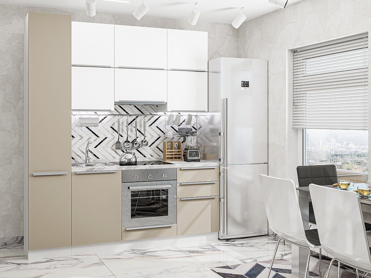 Кухня Фьюжн-06 Silky White-Silky Grey, Белый